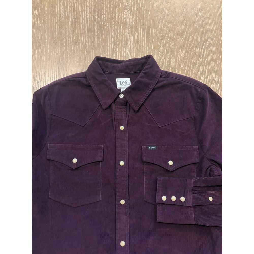 Lee Women's Medium Corduroy Western Snap Shirt Burgundy Long Sleeve NWT